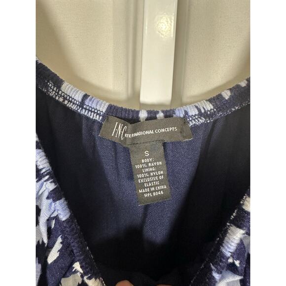 INC International Concepts‎ Off the Shoulder Ruffle Blue Ikat Maxi Dress Sz S - Picture 2 of 14